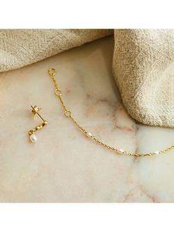 Daisy London Freshwater Seed Pearl Chain Bracelet, Gold/White - view 2, Gold/White
