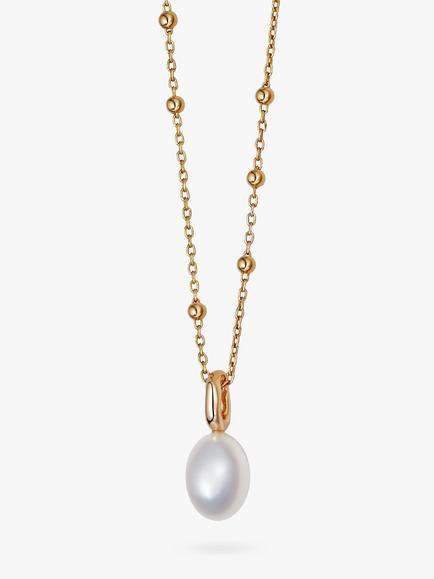 Daisy London Baroque Freshwater Pearl Pendant Necklace, Gold/White, Gold/White