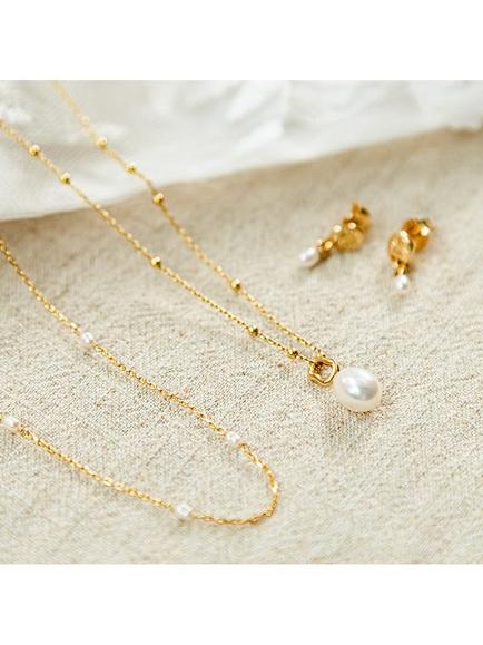 Daisy London Baroque Freshwater Pearl Pendant Necklace, Gold/White - view 2, Gold/White