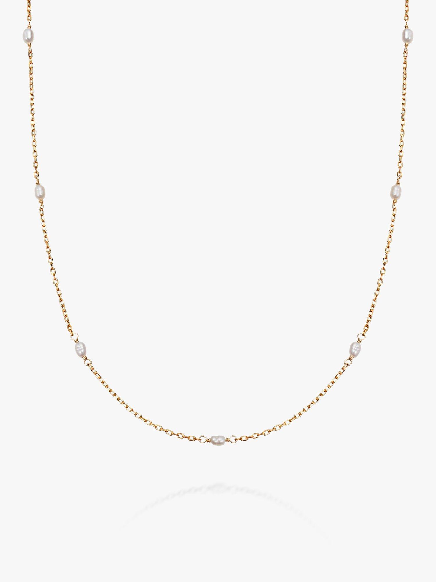 Daisy London Freshwater Seed Pearl Chain Necklace Gold White