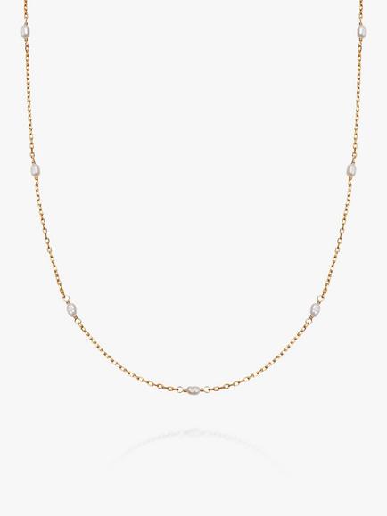 Daisy London Freshwater Seed Pearl Chain Necklace, Gold/White, Gold/White