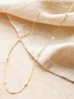 Daisy London Freshwater Seed Pearl Chain Necklace, Gold/White - view 2, Gold/White