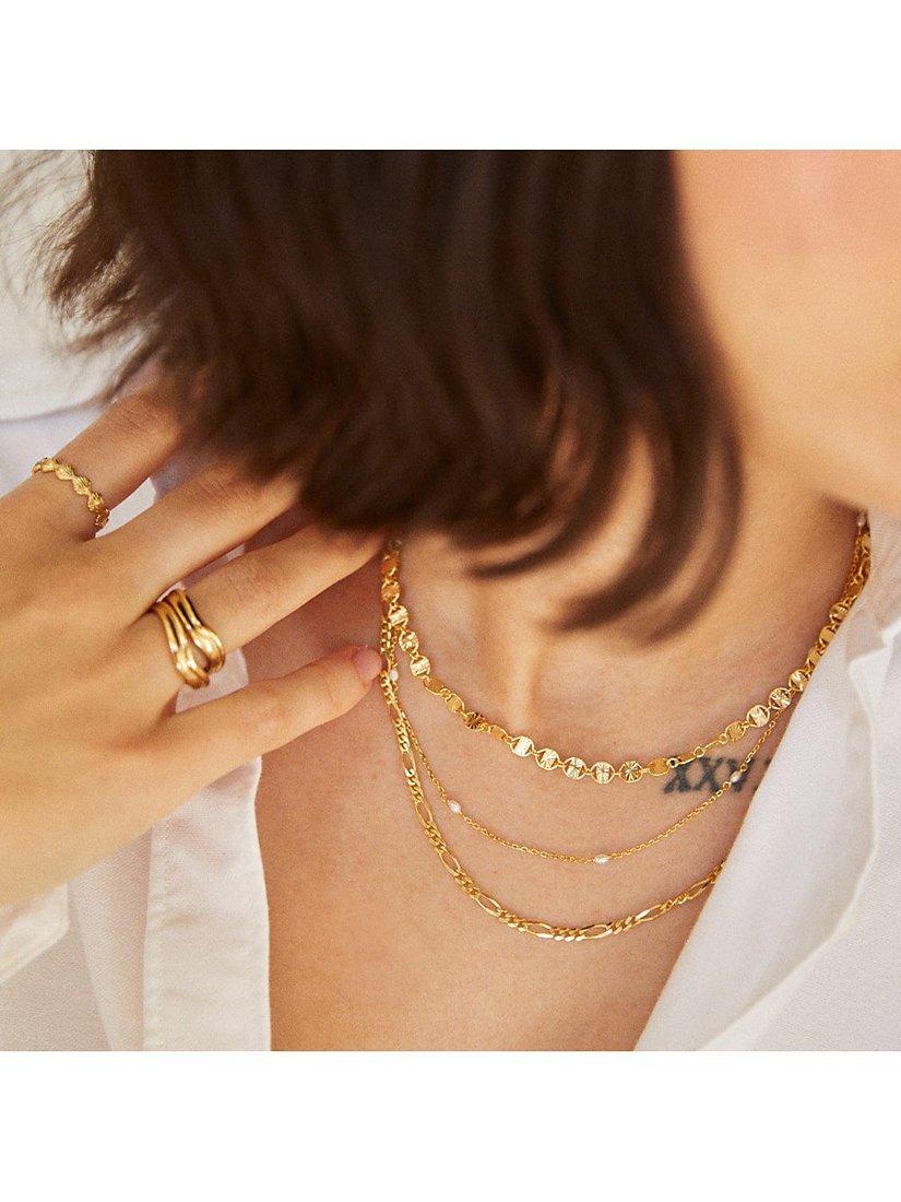 Product image 3 of 4, which shows Daisy London Freshwater Seed Pearl Chain Necklace, Gold/White