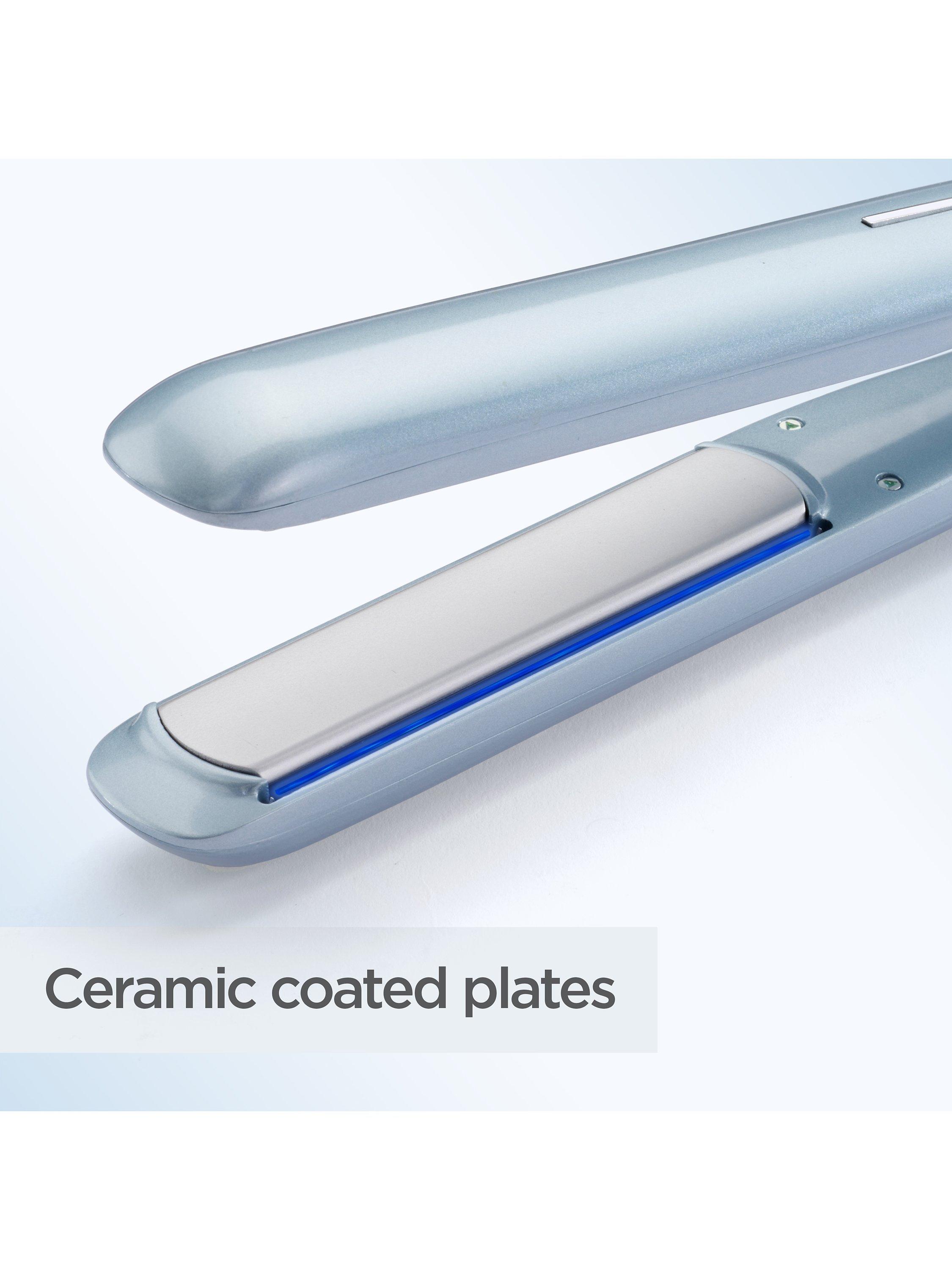 Product image 4 of 10, which shows BaByliss Hydro-Fusion Anti-Frizz Hair Straightener, Blue