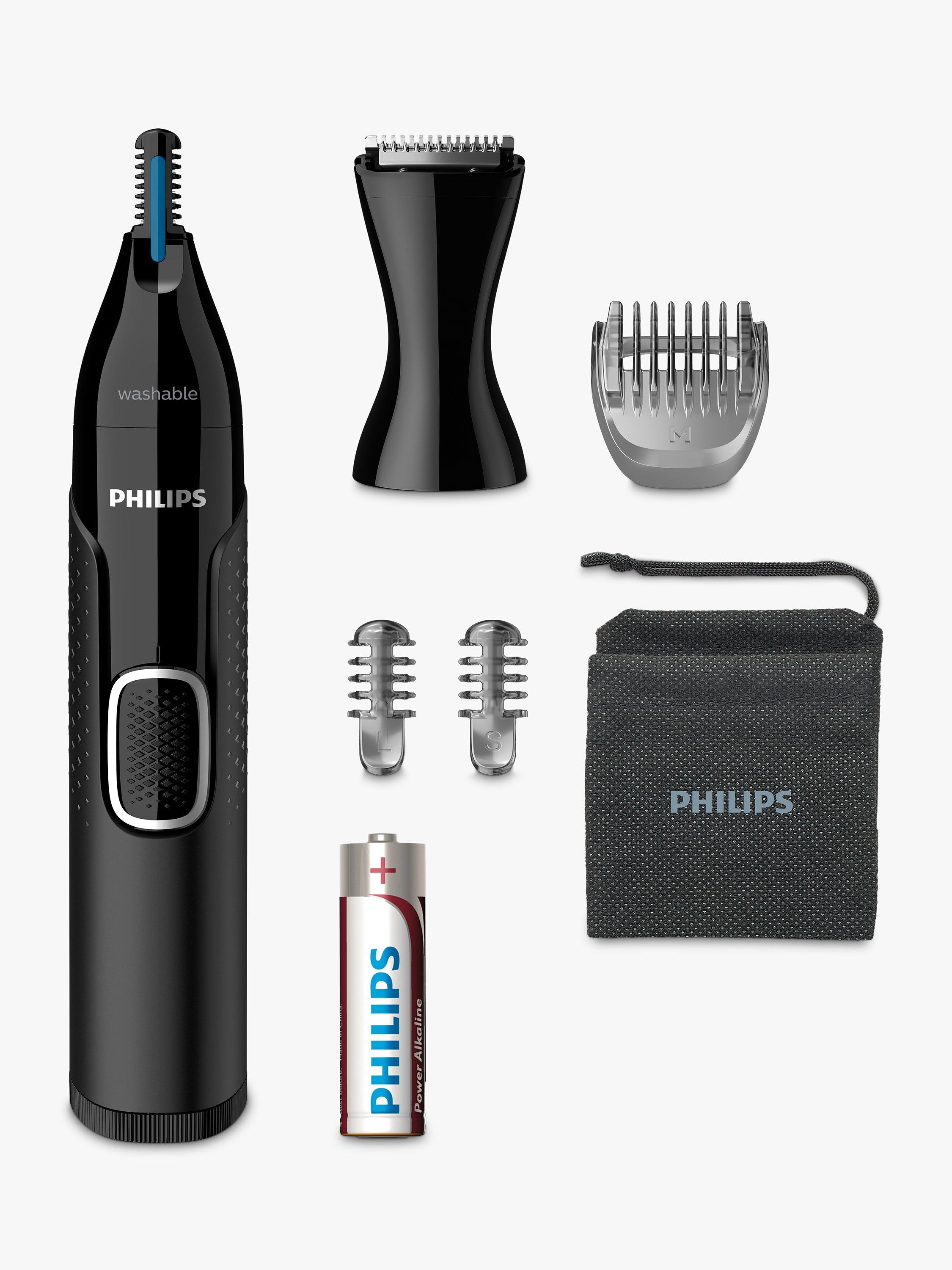Product image 1 of 7, which shows Philips NT5650/16 Series 5000 Cordless Nose Trimmer, Ear & Eyebrow Trimmer, Black
