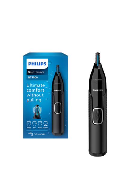 Philips NT5650/16 Series 5000 Cordless Nose Trimmer, Ear & Eyebrow Trimmer, Black, Black