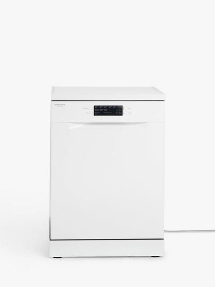 John Lewis JLDWW1303 Freestanding Dishwasher, White, White