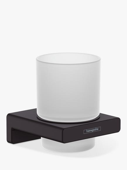 Hansgrohe AddStoris Toothbrush Tumbler & Wall-Mounted Holder, Matt Black