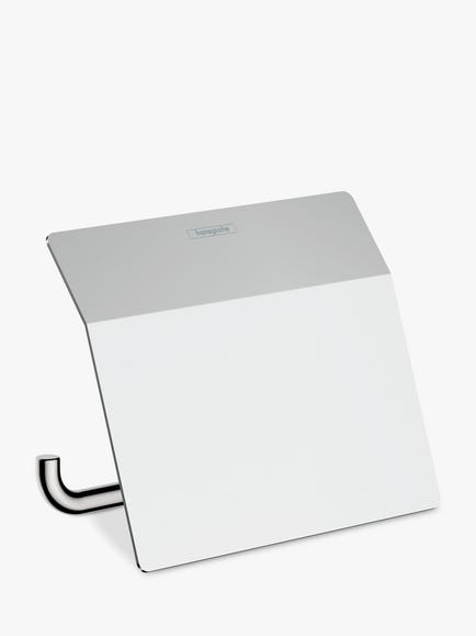 Hansgrohe AddStoris Wall-Mounted Covered Toilet Roll Holder, Chrome
