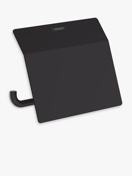 Hansgrohe AddStoris Wall-Mounted Covered Toilet Roll Holder, Matt Black