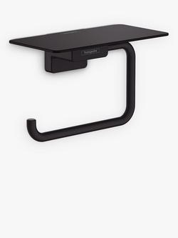 Hansgrohe AddStoris Wall-Mounted Toilet Roll Holder with Shelf, Matt Black