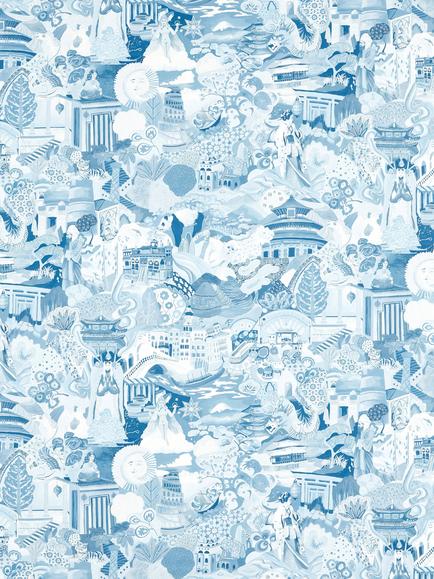 Harlequin Journey of Discovery Satin Furnishing Fabric, Wild Water/Exhale