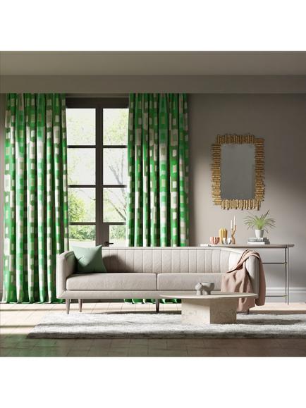 Harlequin Shiruku Furnishing Fabric - view 2, Emerald/Forest/Silvr