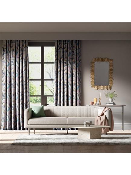 Harlequin Calathea Satin Furnishing Fabric, Cornflower/Azul/Shiitake/Wild Water - view 2, Cornfl/Azul/Sh/Wildw