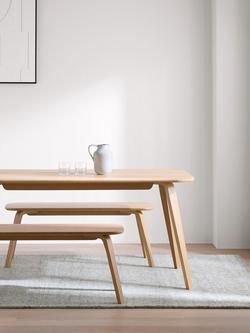 John Lewis Anton 6 Seater Dining Table and 2 Benches, Oak - view 2, Oak