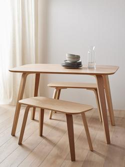 John Lewis Anton 4 Seater Dining Table and 2 Benches, Oak - view 2, Oak