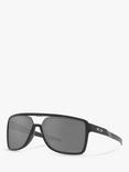 Oakley OO9147 Men's Castel Prizm Polarised Sunglasses, Matte Black Ink/Grey