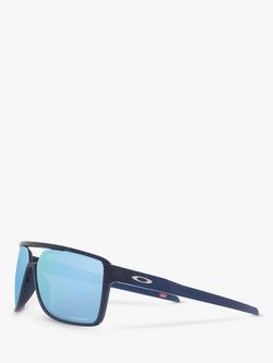 Oakley OO9147 Men's Castel Prizm Polarised Rectangular Sunglasses - view 2, Matte Navy/Light Blue