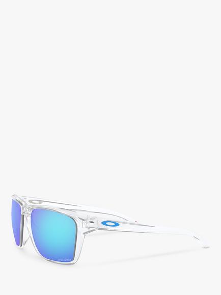 Oakley OO9448 Men's Sylas Rectangular Sunglasses, Polished Clear/Mirror Blue - view 2, Polished Clear/Mirror Blue