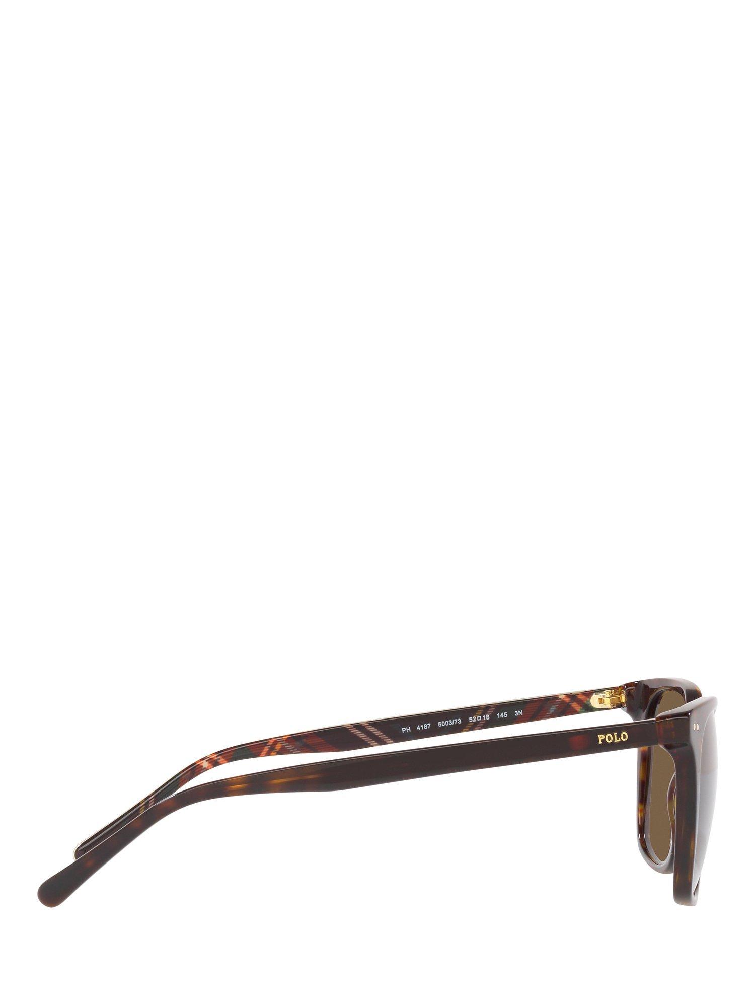 Product image 10 of 11, which shows Polo Ralph Lauren PH4187 Men's Sunglasses, Shiny Dark Havana/Brown
