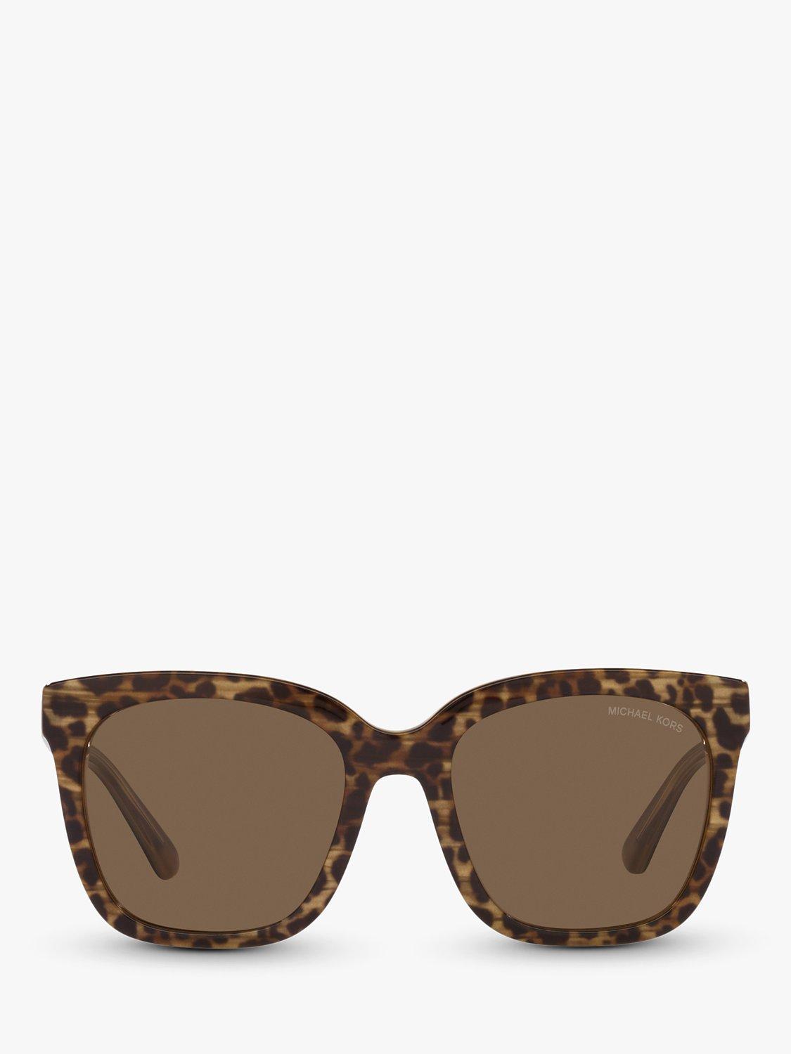 Product image 3 of 11, which shows Michael Kors MK2163 Women's San Marino Square Sunglasses, Brown Leopard/Brown