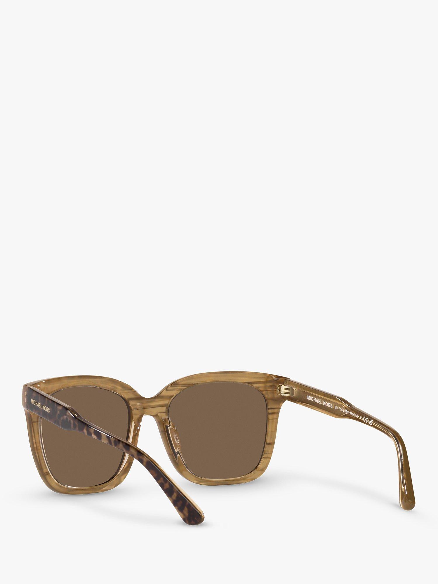 Product image 6 of 11, which shows Michael Kors MK2163 Women's San Marino Square Sunglasses, Brown Leopard/Brown