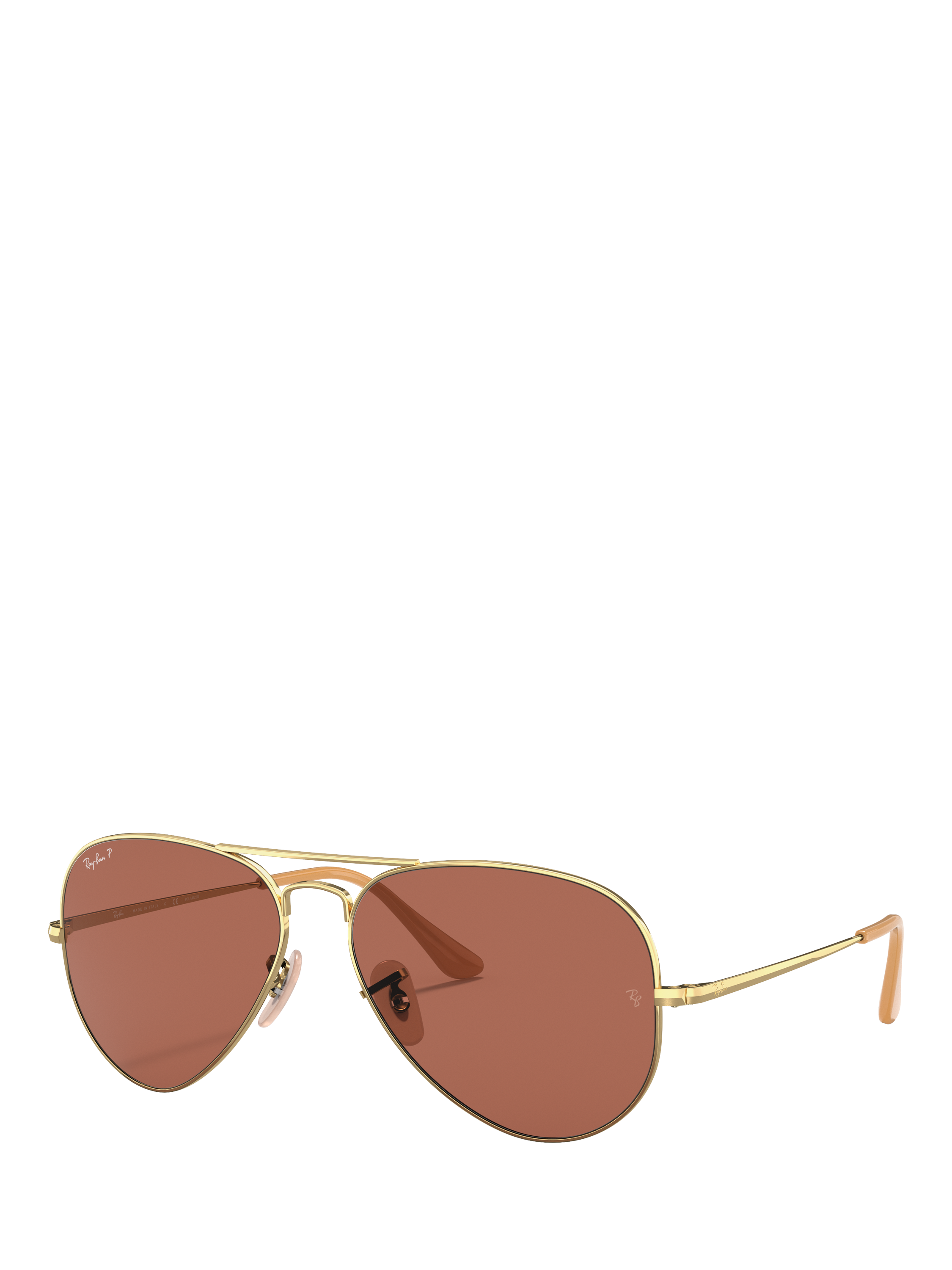 Ray-Ban RB3689 Men's Polarised Aviator Sunglasses, Gold/Pink