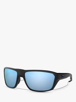 Oakley OO9416 Men's Split Shot Prizm Polarised Rectangular Sunglasses, Matte Black/Mirror Blue