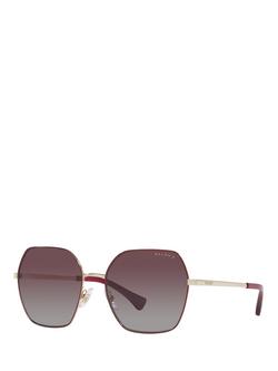 Ralph RA4138 Women's Polarised Square Sunglasses, Bordeaux/Violet Gradient, Bordeaux