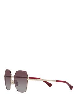 Ralph RA4138 Women's Polarised Square Sunglasses, Bordeaux/Violet Gradient - view 2, Bordeaux