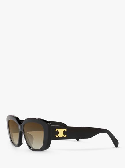 Celine CL40216U Women's Rectangular Sunglasses, Black/Brown Gradient - view 2, Black/Brown Gradient