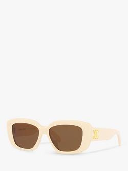 Celine CL40216U Women's Rectangular Sunglasses, Ivory/Brown, Ivory/Brown