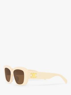 Celine CL40216U Women's Rectangular Sunglasses, Ivory/Brown - view 2, Ivory/Brown