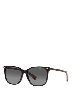 Ralph RA5293 Women's Polarised Square Sunglasses, Shiny Black
