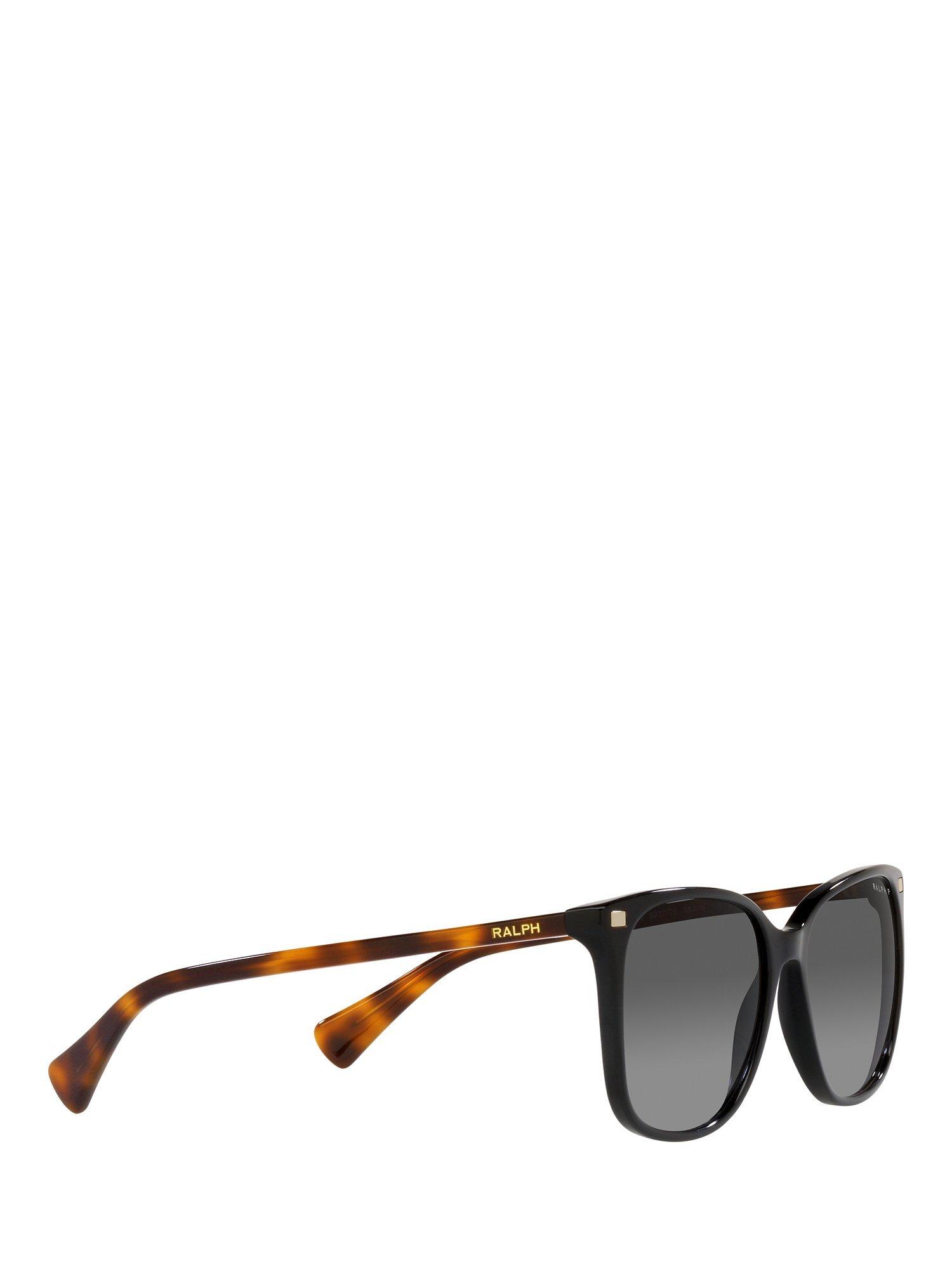 Ralph RA5293 Women's Polarised Square Sunglasses, Shiny Black/Grey Gradient