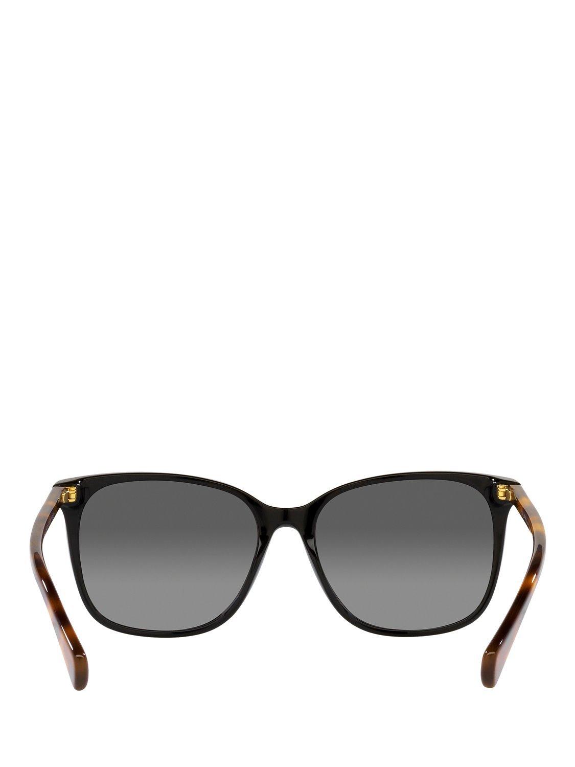 Ralph RA5293 Women's Polarised Square Sunglasses, Shiny Black/Grey Gradient