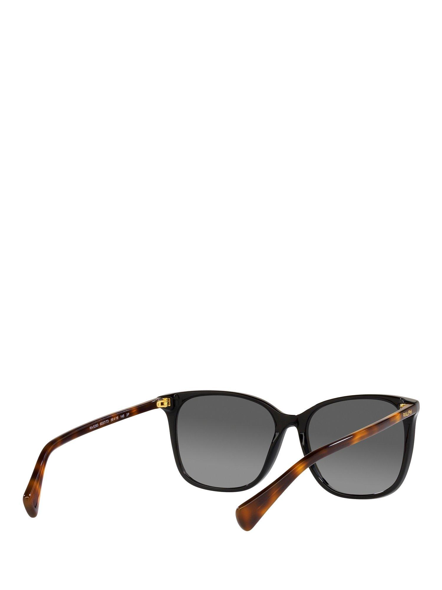 Ralph RA5293 Women's Polarised Square Sunglasses, Shiny Black/Grey Gradient