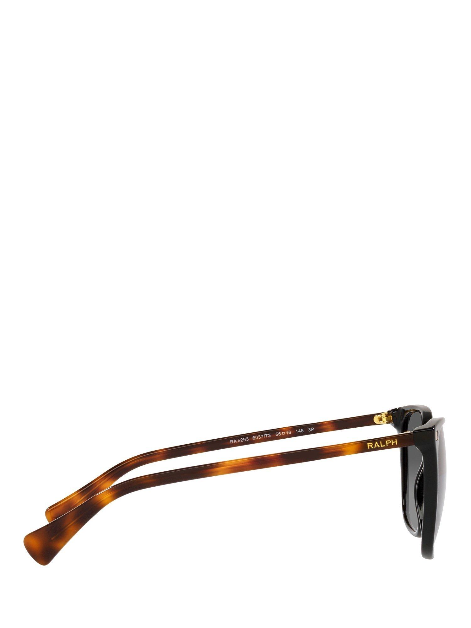 Ralph RA5293 Women's Polarised Square Sunglasses, Shiny Black/Grey Gradient
