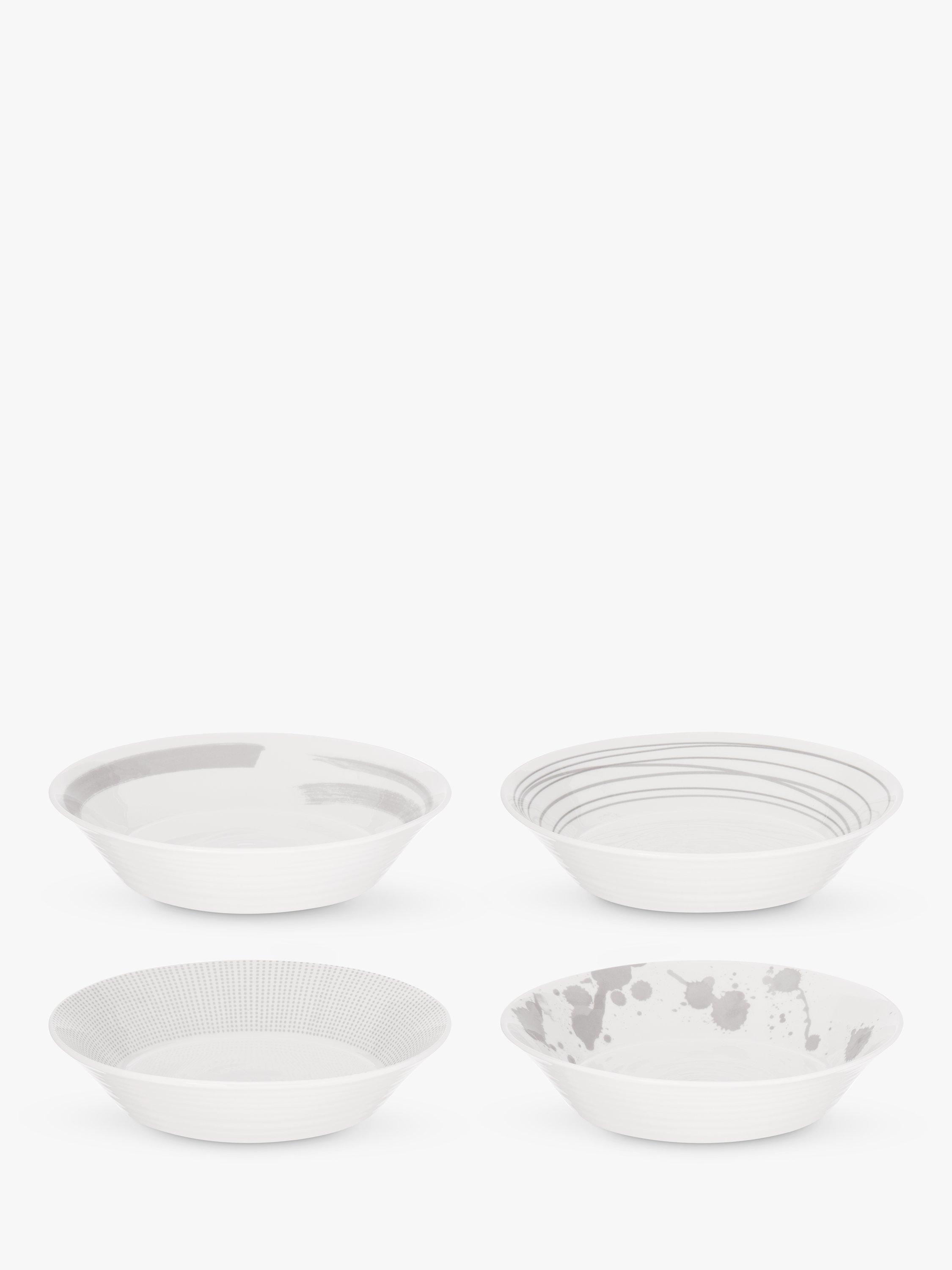 Royal Doulton Pacific Stone Porcelain Pasta Bowl, Set of 4, 23cm, Grey