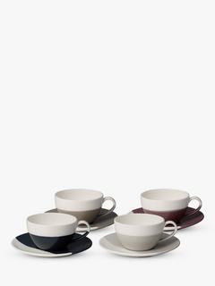 Royal Doulton Coffee Studio Porcelain Cappuccino Cup & Saucer, Set of 4, 269ml, Assorted