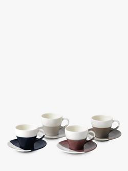 Royal Doulton Coffee Studio Porcelain Espresso Cup & Saucer, Set of 4, 110ml, Assorted, Assorted