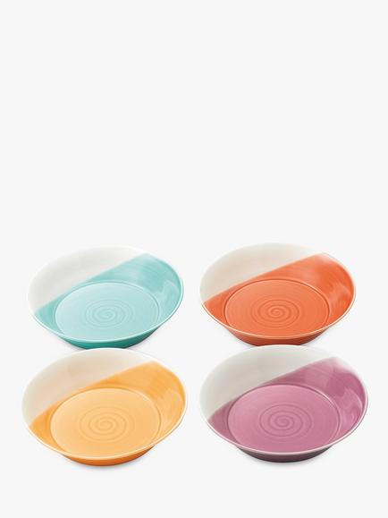 Royal Doulton 1815 Bright Colours Porcelain Pasta Bowls, Set of 4, 22.5cm, Assorted, Multi