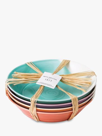 Royal Doulton 1815 Bright Colours Porcelain Pasta Bowls, Set of 4, 22.5cm, Assorted - view 2, Multi