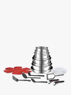 Tefal Ingenio Emotion Stainless Steel Pans, Lids & Utensils Set, 22 Piece, Silver