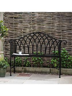 Gallery Direct Aldo 2-Seater Metal Garden Bench - view 2, Noir