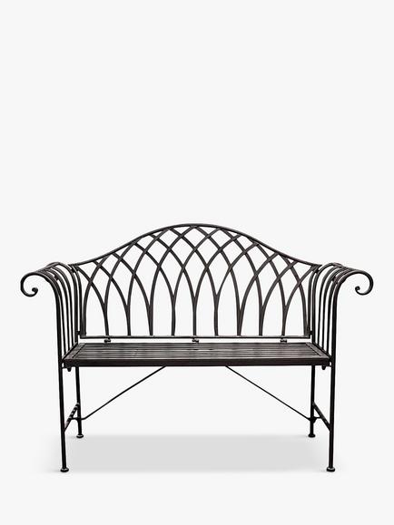 Gallery Direct Duchess 2-Seater Metal Garden Bench, Noir