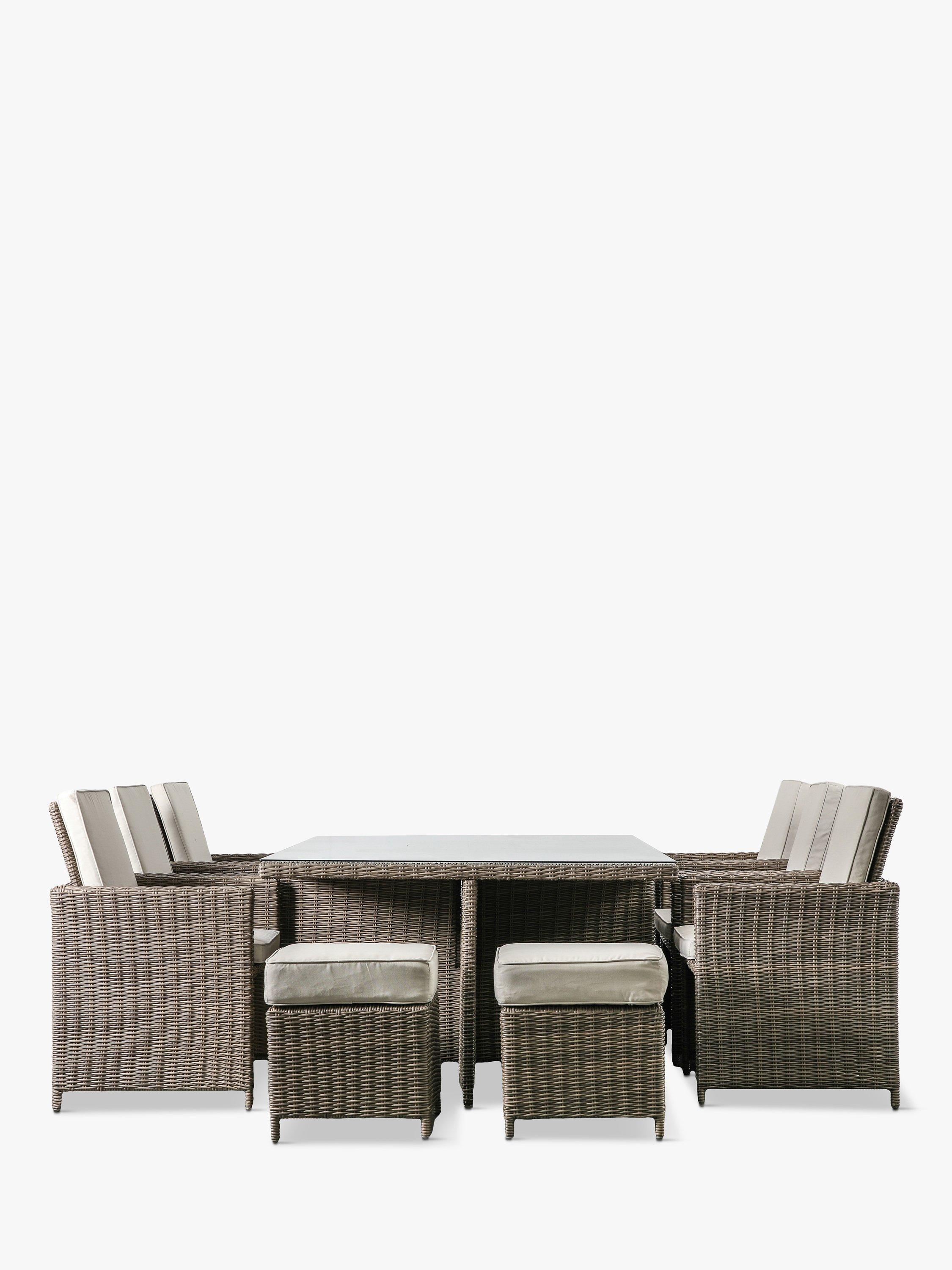 Gallery Direct Adford 10-Seater Cube Garden Dining Table & Chairs Set, Natural
