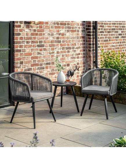 Gallery Direct Cassis 2-Seater Garden Bistro/Tea Table & Chairs Set, Grey - view 2, Grey