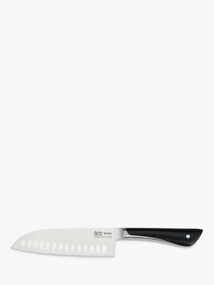 Jamie Oliver by Tefal Stainless Steel Santoku Knife, 16.5cm, Silver/Black