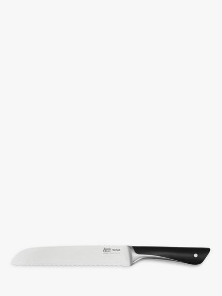 Jamie Oliver by Tefal Stainless Steel Bread Knife, 20cm, Silver/Black